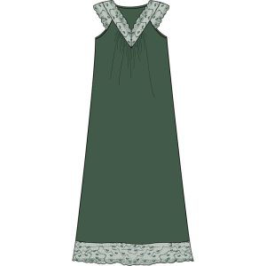 Damella Blúndu Náttkjóll Síður